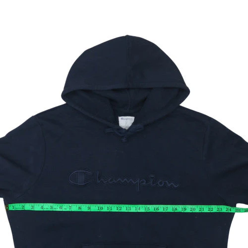 Champion Men's Navy Blue Pullover Hoodie Size L Embroidered Logo - Image 2