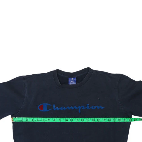 Champion Men's Navy Blue Small Crew Neck Cotton Sweatshirt - Image 3