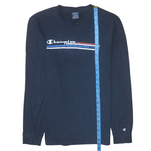 Champion Men's Navy Long Sleeve Crew Neck T-Shirt XL Cotton - Image 3