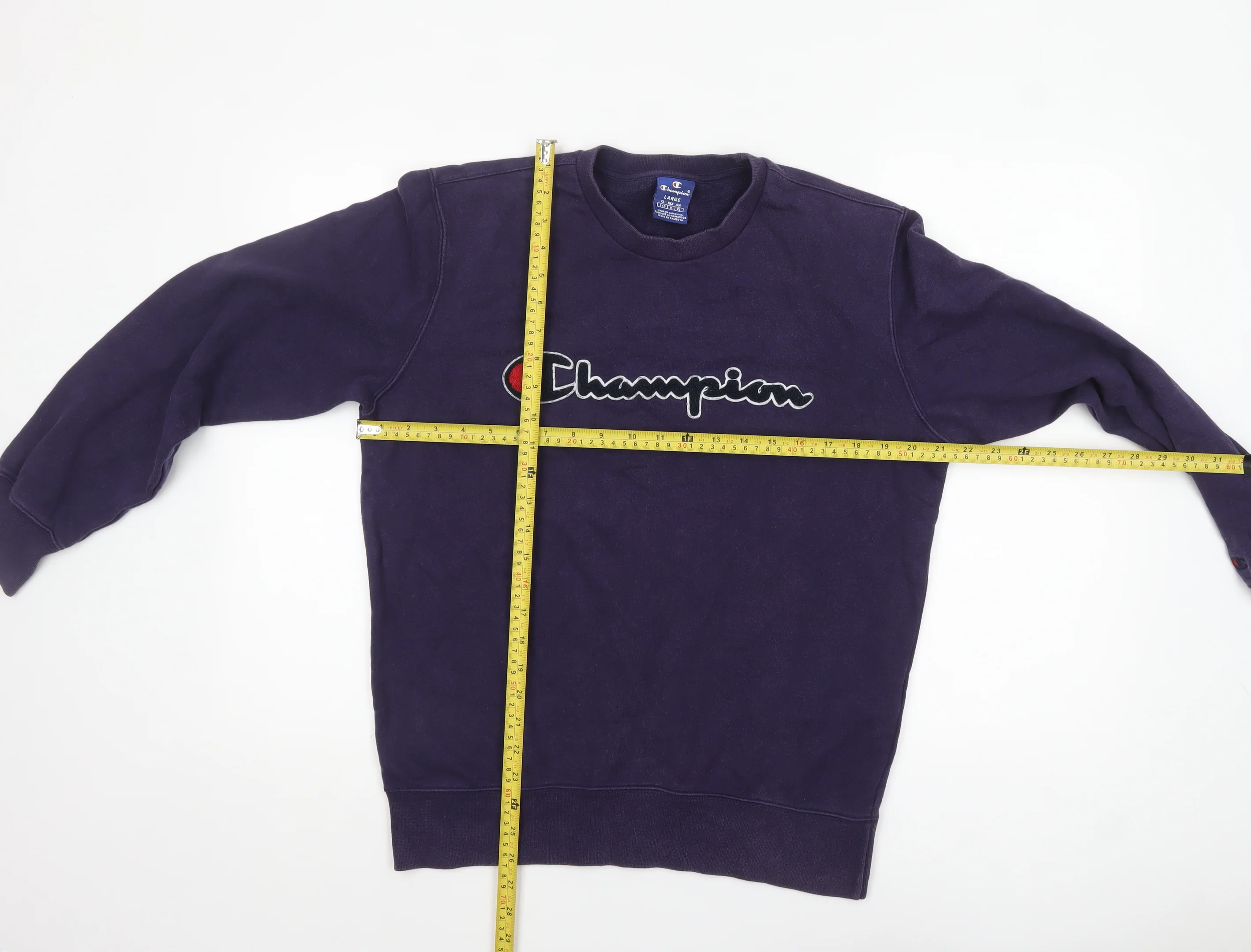 Champion Men's Purple Crew Neck Logo Sweatshirt Size L - Image 2