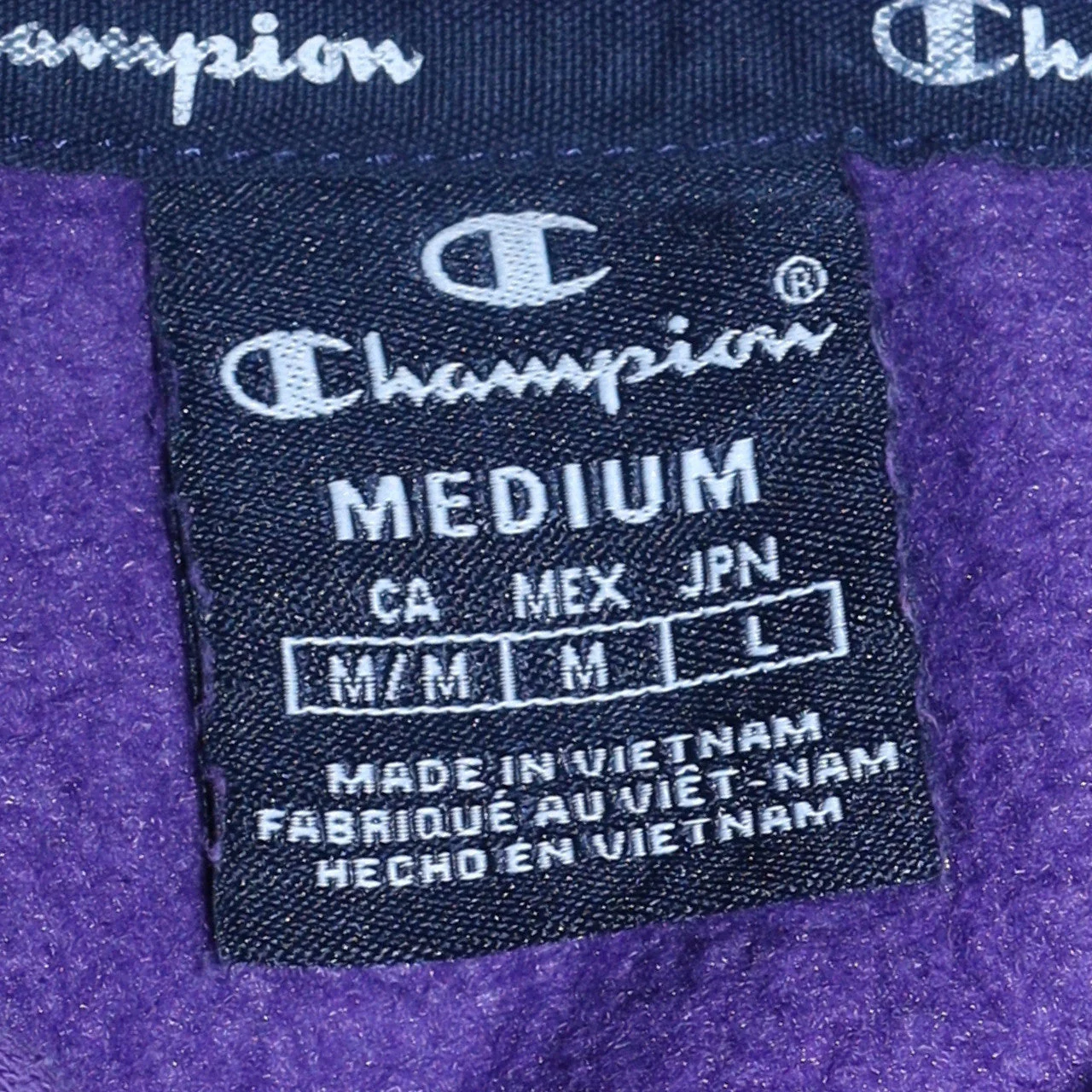 Champion Men's Purple Pullover Hoodie Medium Logo Sportswear - Image 5