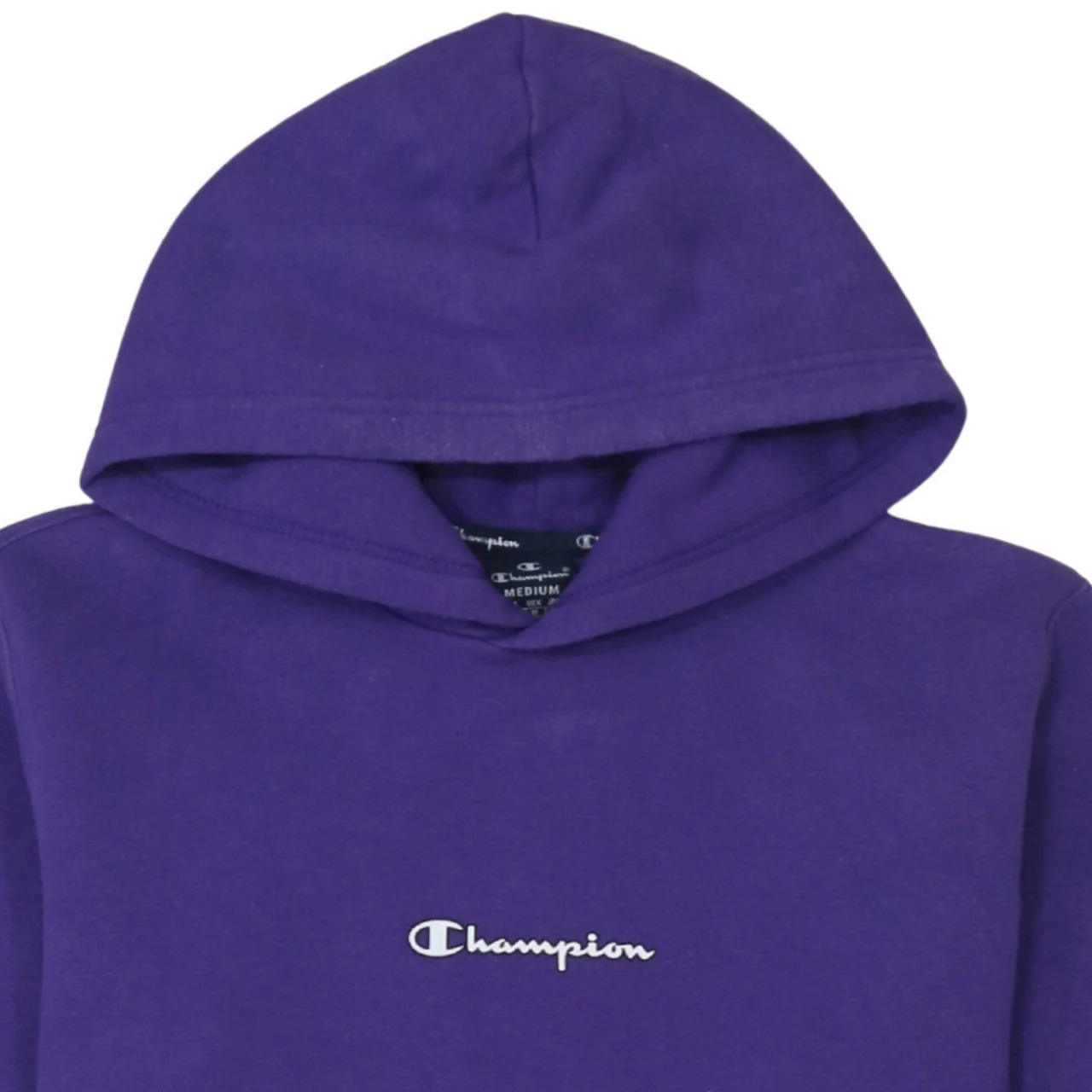 Champion Men's Purple Pullover Hoodie Medium Logo Sportswear - Image 8
