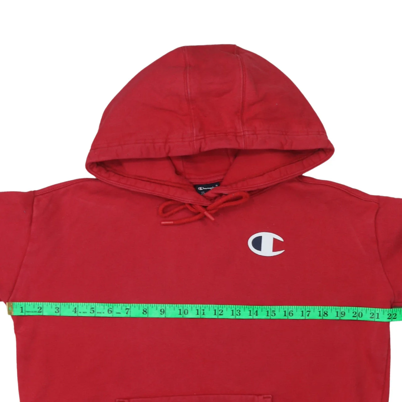 Champion Men's Red Pullover Hoodie Medium Logo Fleece Sweatshirt - Image 3