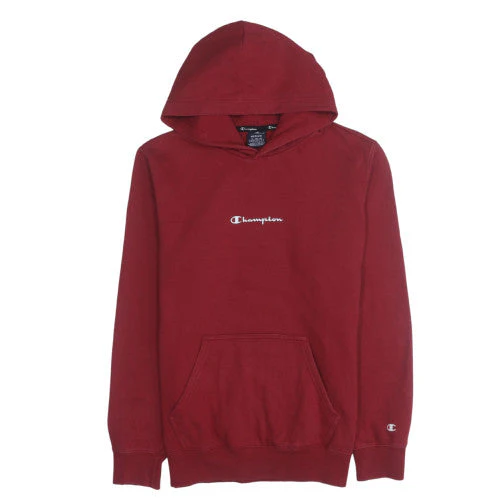 Champion Men's Red Pullover Hoodie Medium Regular Fit Fleece