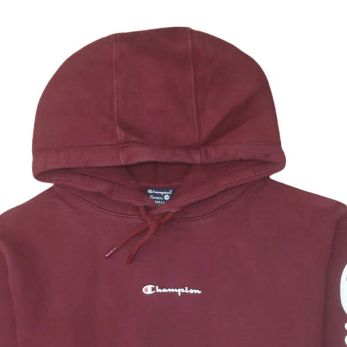 Champion Men's Red Pullover Hoodie Small Logo Fleece Sweatshirt - Image 8