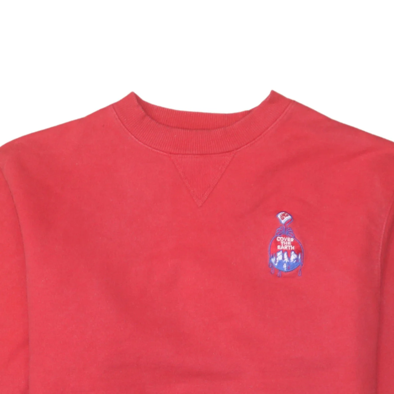 Champion Men's Red Pullover Sweatshirt M Crew Neck Embroidered Logo - Image 7
