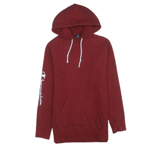 Champion Mens Red Small Pullover Hoodie with Logo Graphic
