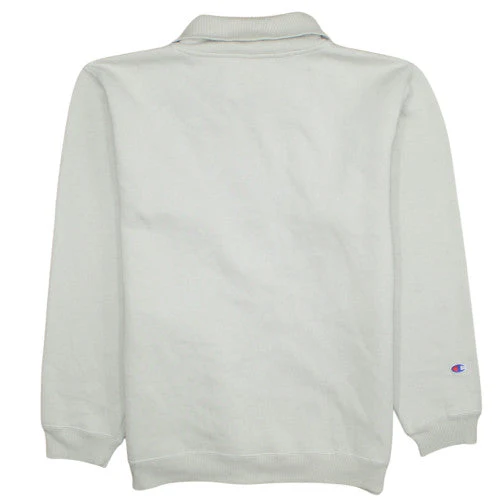 Champion Men's White Collared 1/2 Zip Sweatshirt Medium Fleece - Image 4