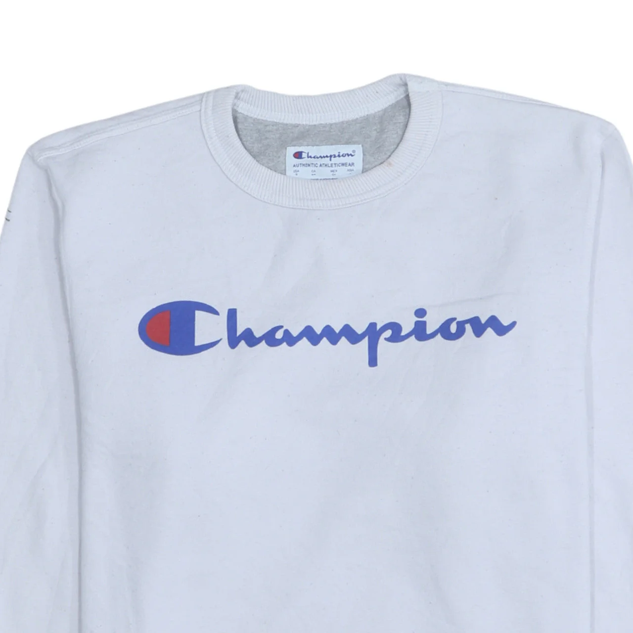 Champion Mens White Graphic Logo Pullover Sweatshirt Size S - Image 8