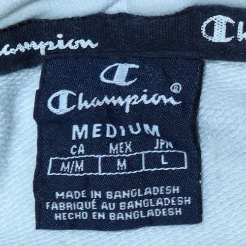 Champion Mens White Logo Print Pullover Hoodie Medium - Image 5