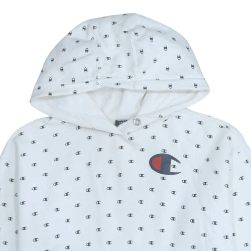 Champion Men's White Logo Pullover Hoodie Size L - Image 8