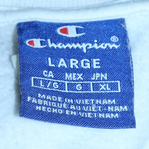 Champion Mens White Logo Zip Pocket Crew Neck Sweatshirt Size L - Image 5