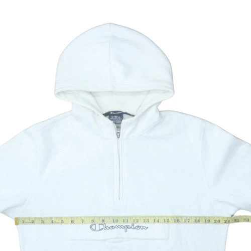 Champion Men's White Medium 1/2 Zip Hoodie Sweatshirt - Image 3