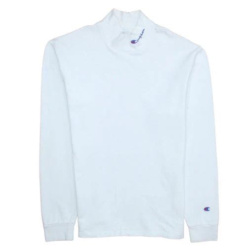 Champion Men's White Medium High Neck Pullover Sweatshirt