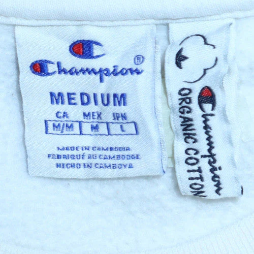 Champion Men's White Medium Pullover Sweatshirt Crew Neck Cotton Blend - Image 5