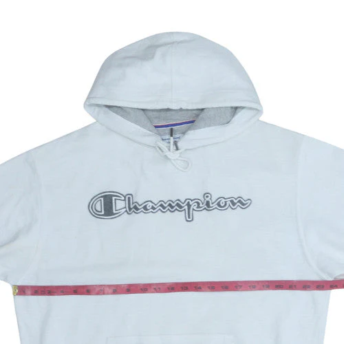 Champion Men's White Pullover Hoodie L Logo Graphic Sportswear - Image 2