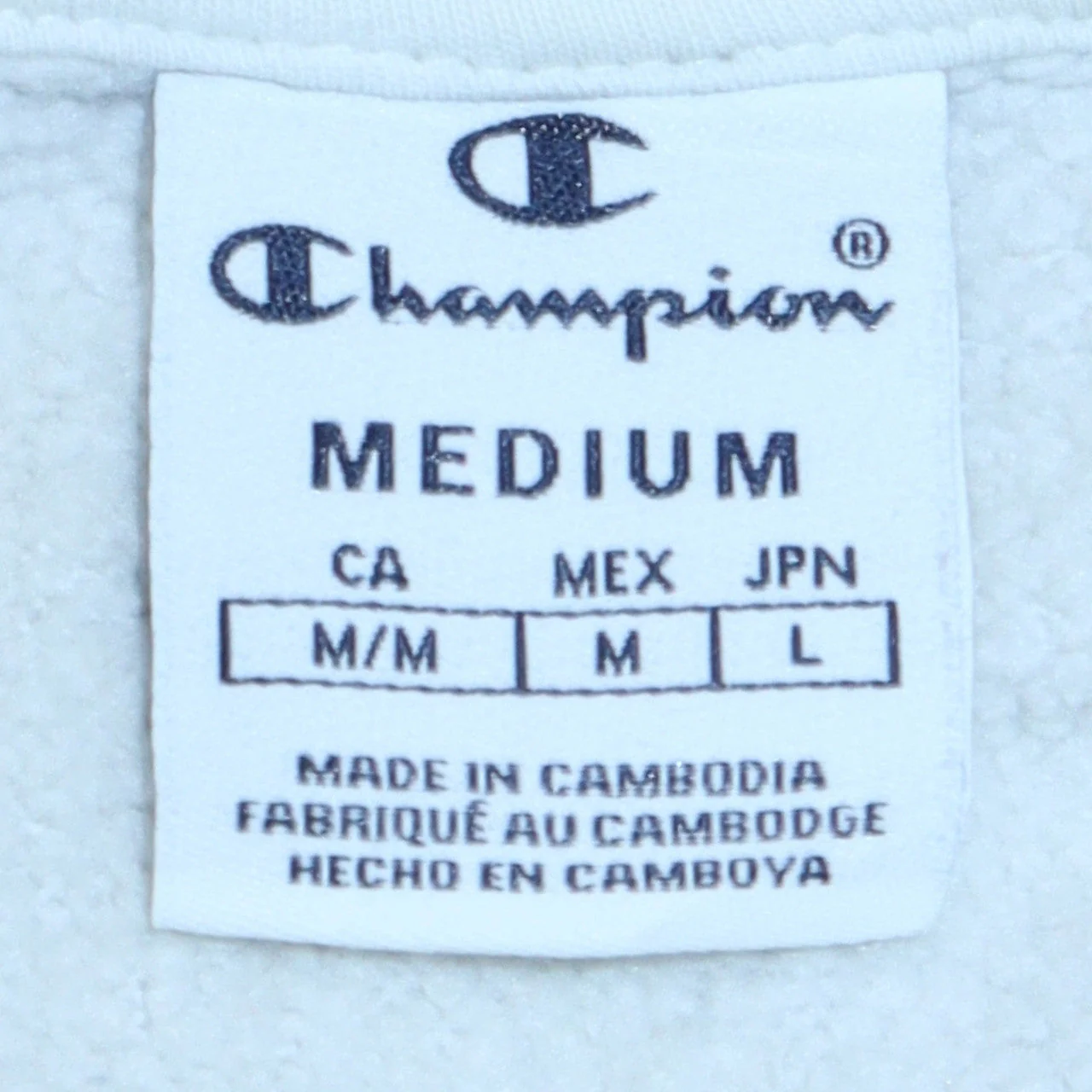 Champion Men's White Pullover Hoodie Medium Fleece Logo Sweatshirt - Image 5