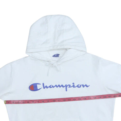 Champion Men's White Pullover Hoodie Medium Logo Graphic Sportswear - Image 2