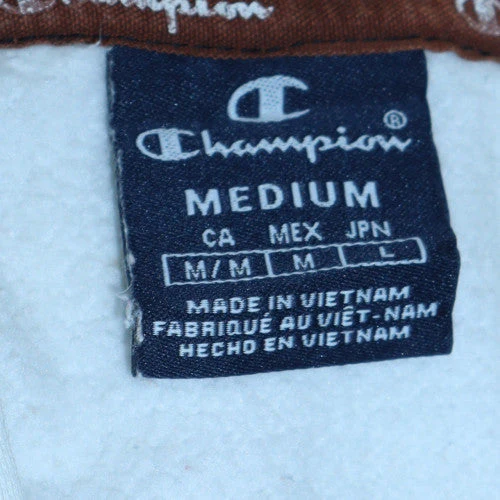 Champion Men's White Pullover Hoodie Medium Logo Print Cotton Blend - Image 5