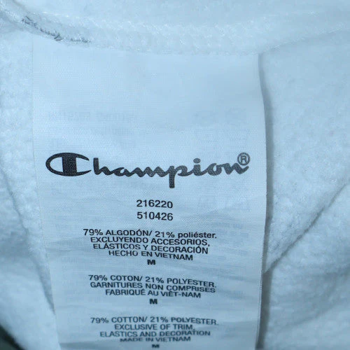 Champion Men's White Pullover Hoodie Medium Logo Print Cotton Blend - Image 6