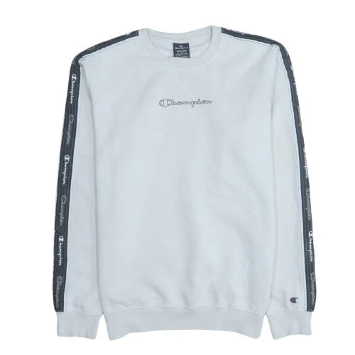 Champion Men's White Pullover Sweatshirt Medium Logo Fleece