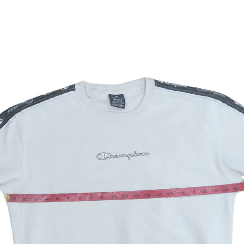 Champion Men's White Pullover Sweatshirt Medium Logo Fleece - Image 3