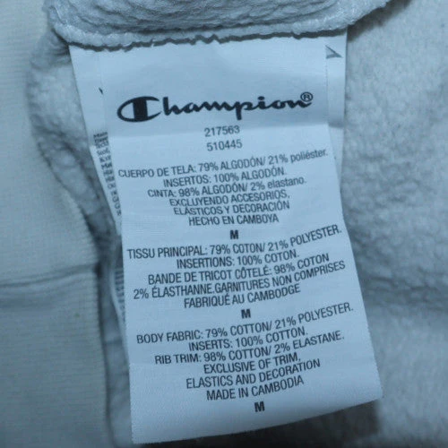 Champion Men's White Pullover Sweatshirt Medium Logo Fleece - Image 6