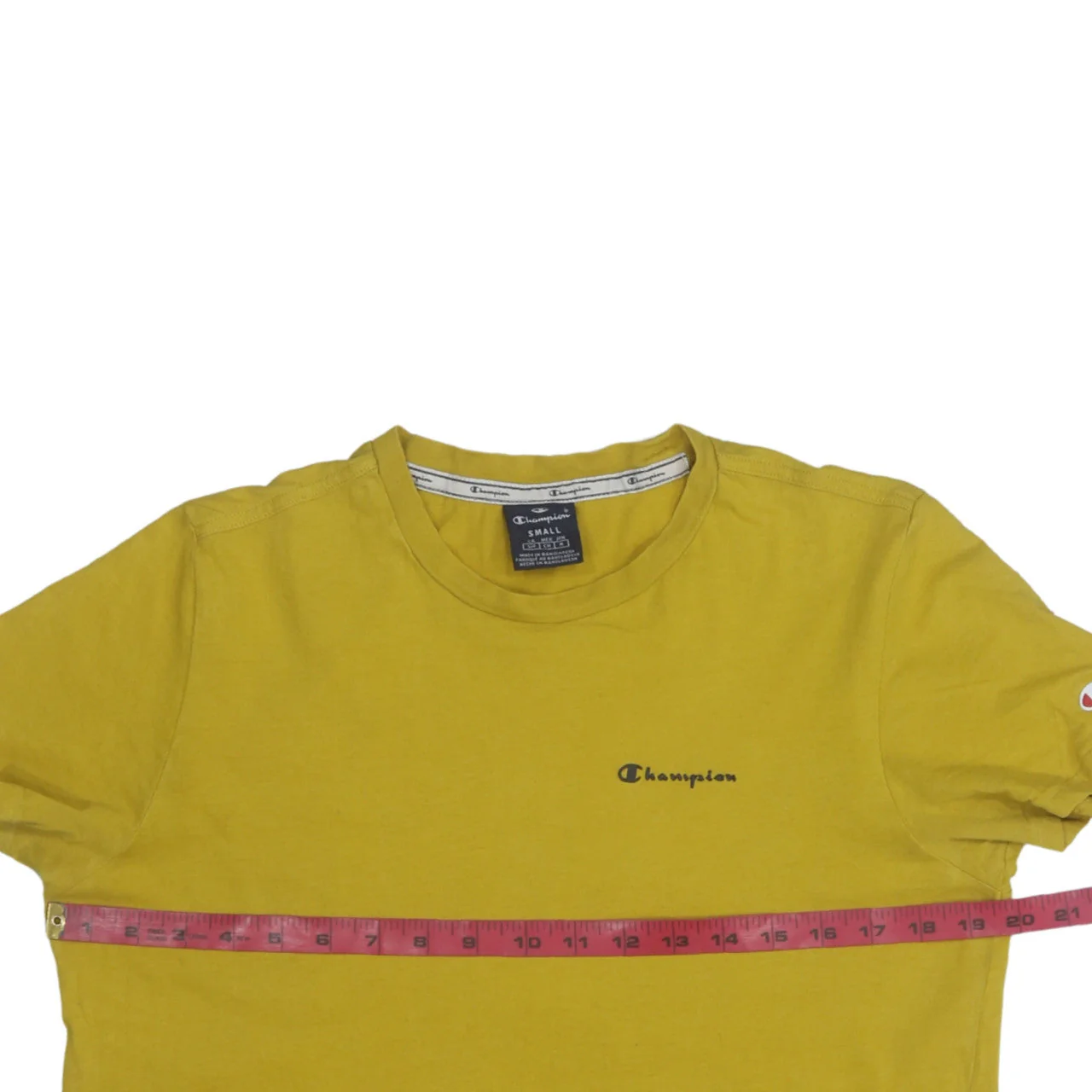 Champion Men's Yellow Small Crew Neck Cotton T-Shirt - Image 2