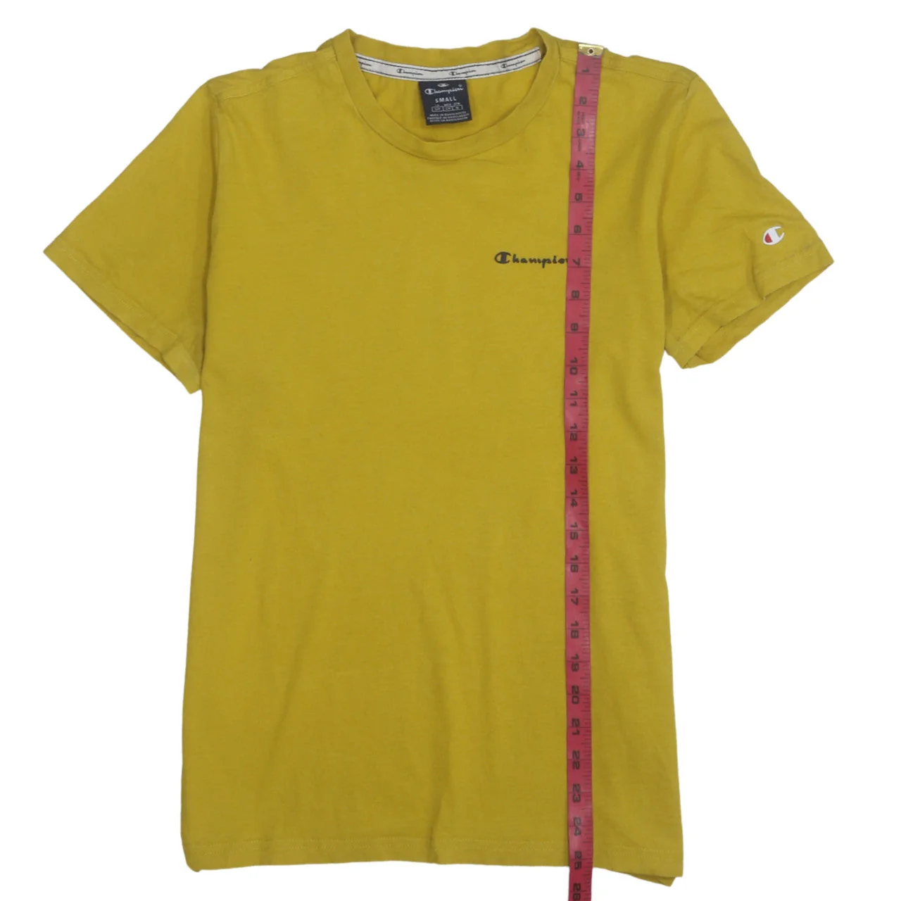 Champion Men's Yellow Small Crew Neck Cotton T-Shirt - Image 3