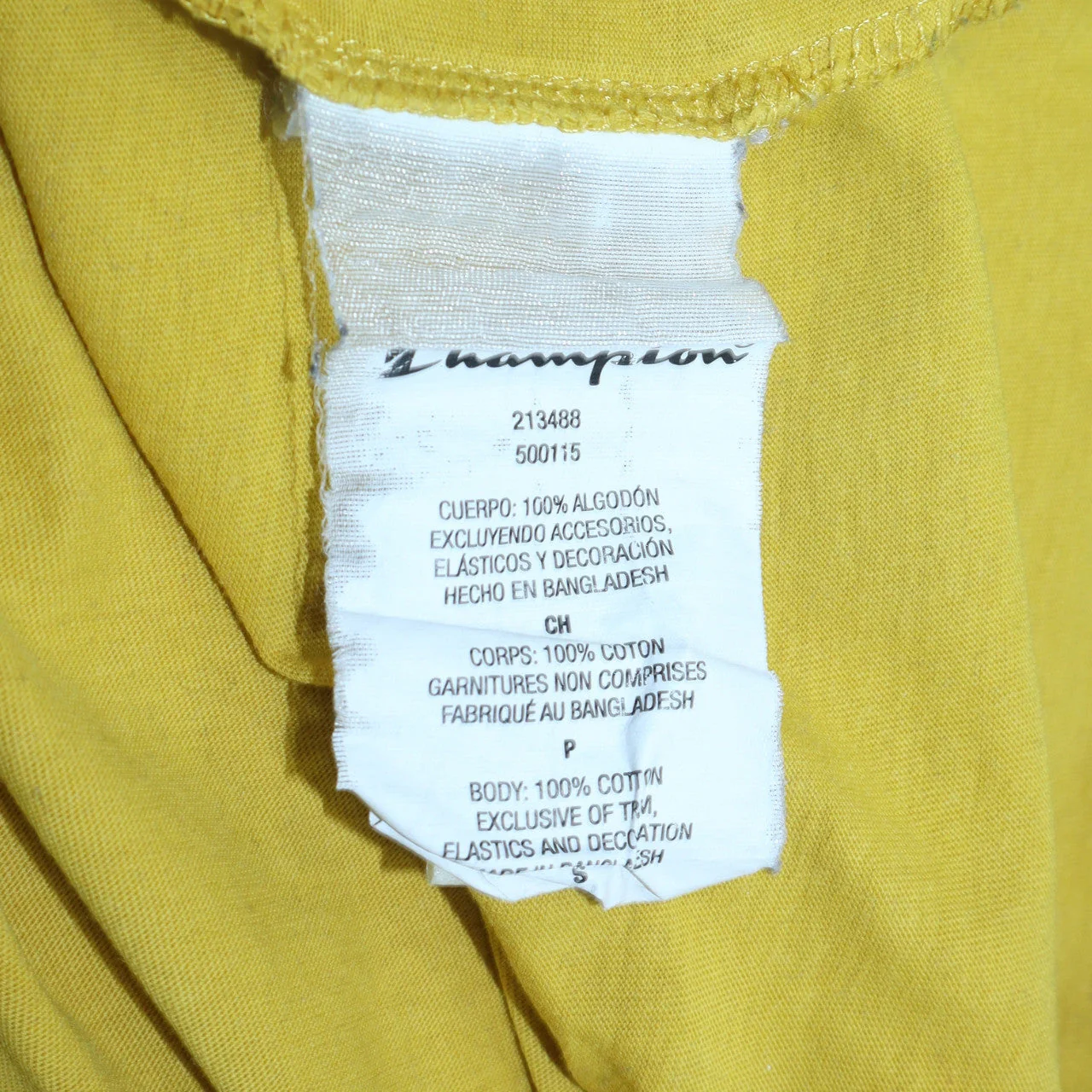 Champion Men's Yellow Small Crew Neck Cotton T-Shirt - Image 5