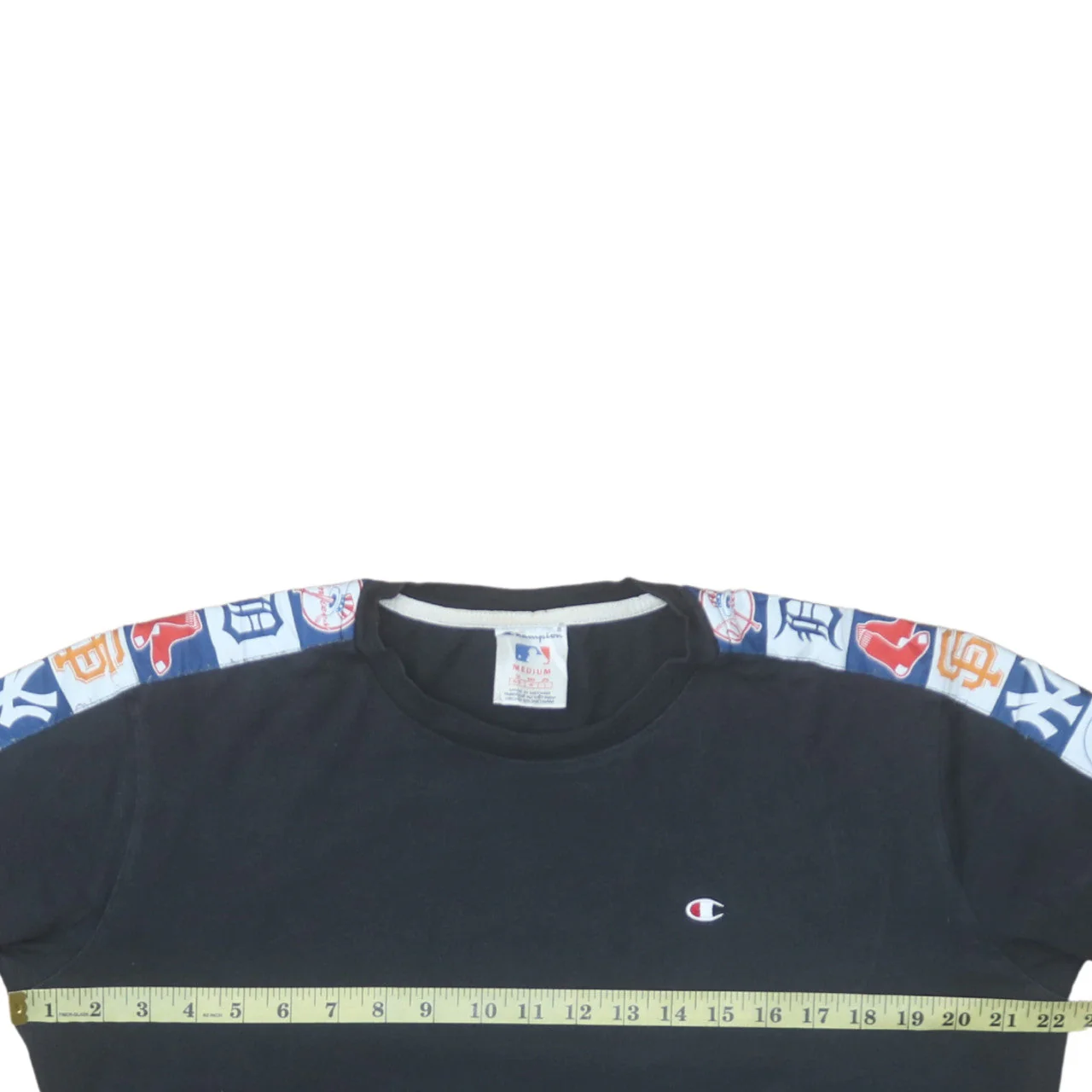 Champion MLB Black T-Shirt Men Medium Cotton Short Sleeve Sports - Image 2