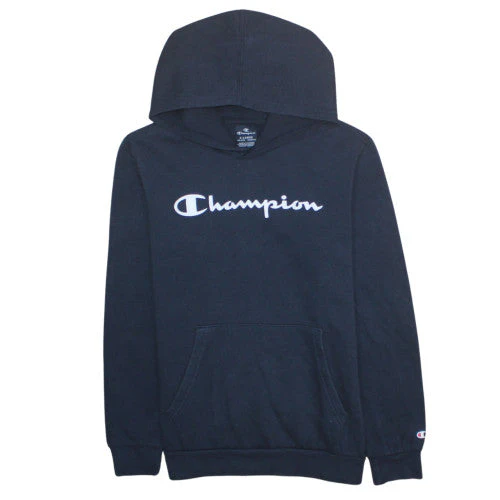 Champion Teens Black XL Pullover Hoodie with Logo Graphic Print