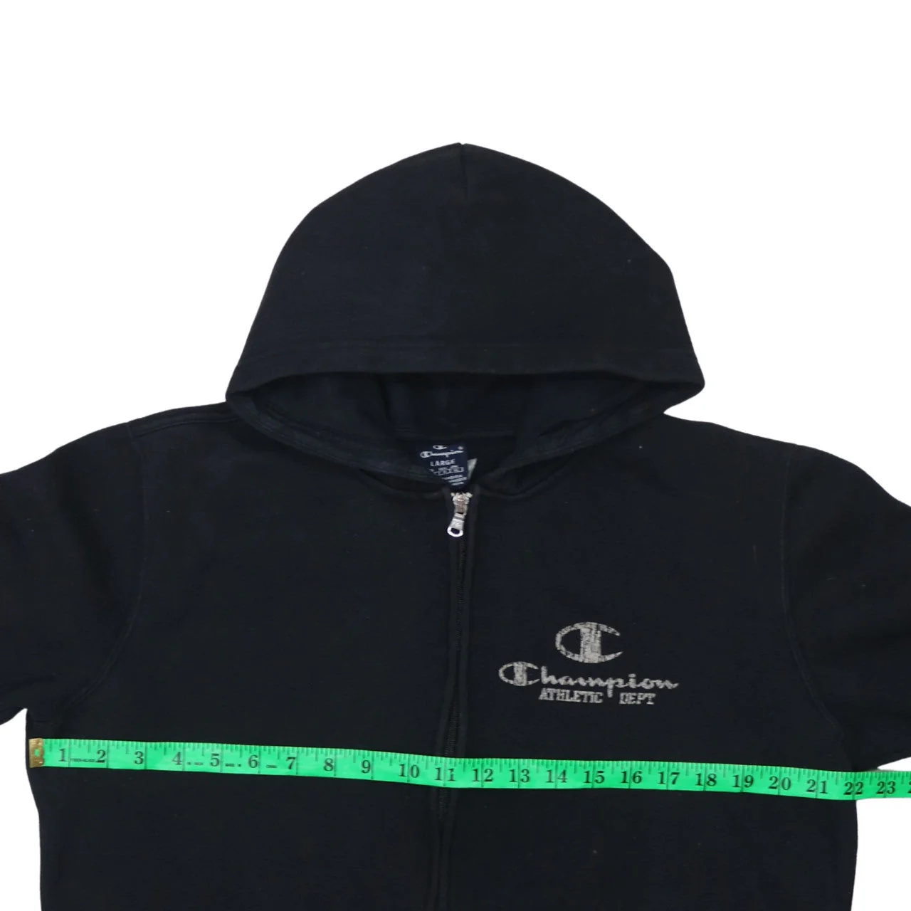 Champion Women Black Full Zip Hoodie Large Cotton Blend - Image 2