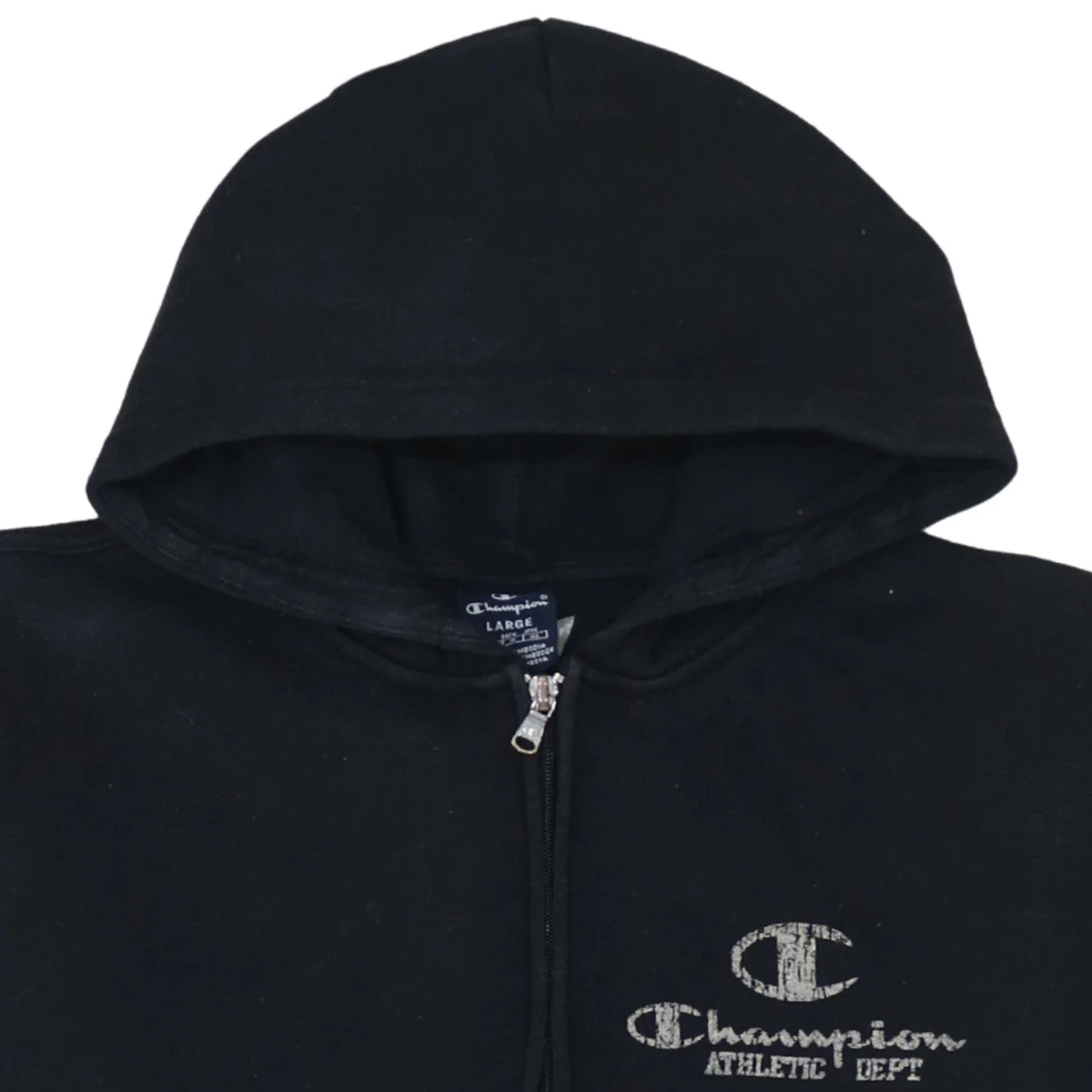 Champion Women Black Full Zip Hoodie Large Cotton Blend - Image 8