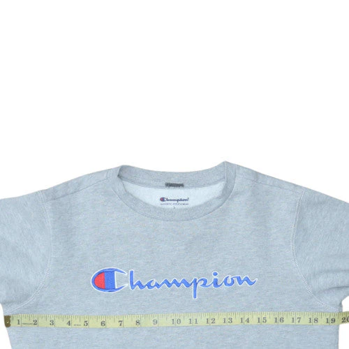 Champion Women Grey Logo Crew Neck Pullover Sweatshirt Size L - Image 2