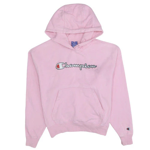 Champion Women Pink Small Pullover Hoodie Logo Graphic Cotton