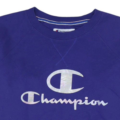 Champion Women Purple Crew Neck Logo Sweatshirt M - Image 8