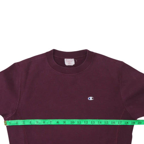 Champion Women’s Burgundy Reverse Weave Sweatshirt Small Crew Neck Cotton - Image 2