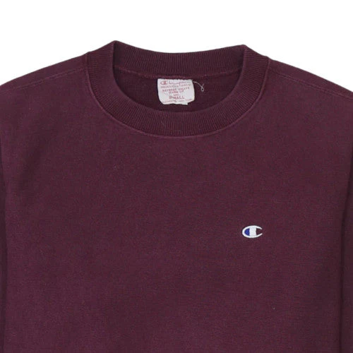 Champion Women’s Burgundy Reverse Weave Sweatshirt Small Crew Neck Cotton - Image 7