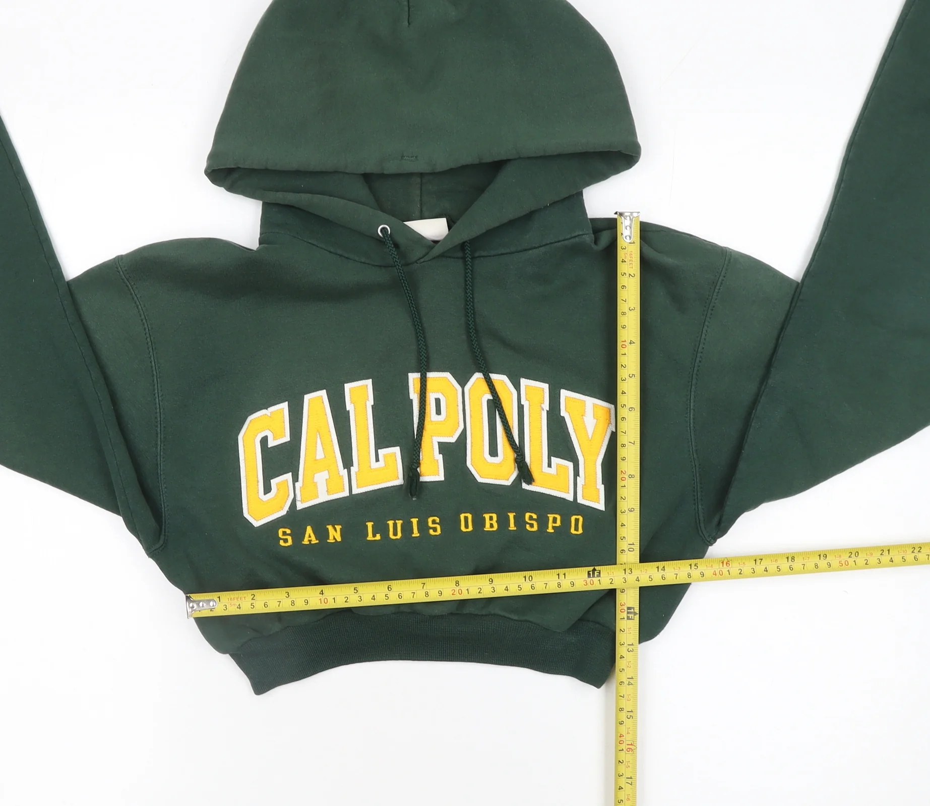 Champion Women’s Green Cal Poly Cropped Hoodie Size S - Image 2
