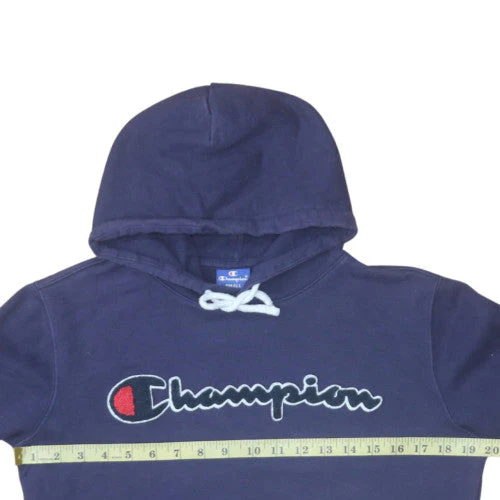 Champion Women’s Navy Small Pullover Hoodie 100% Cotton Logo - Image 3