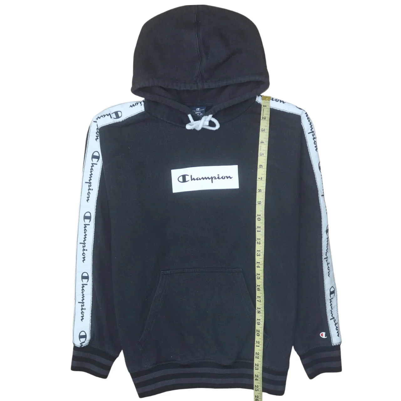 Champion Women Small Black Pullover Hoodie with Logo Tape Detail - Image 3