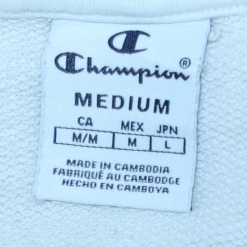 Champion Women White Hoodie Medium Pullover Cotton Blend Logo Print - Image 6