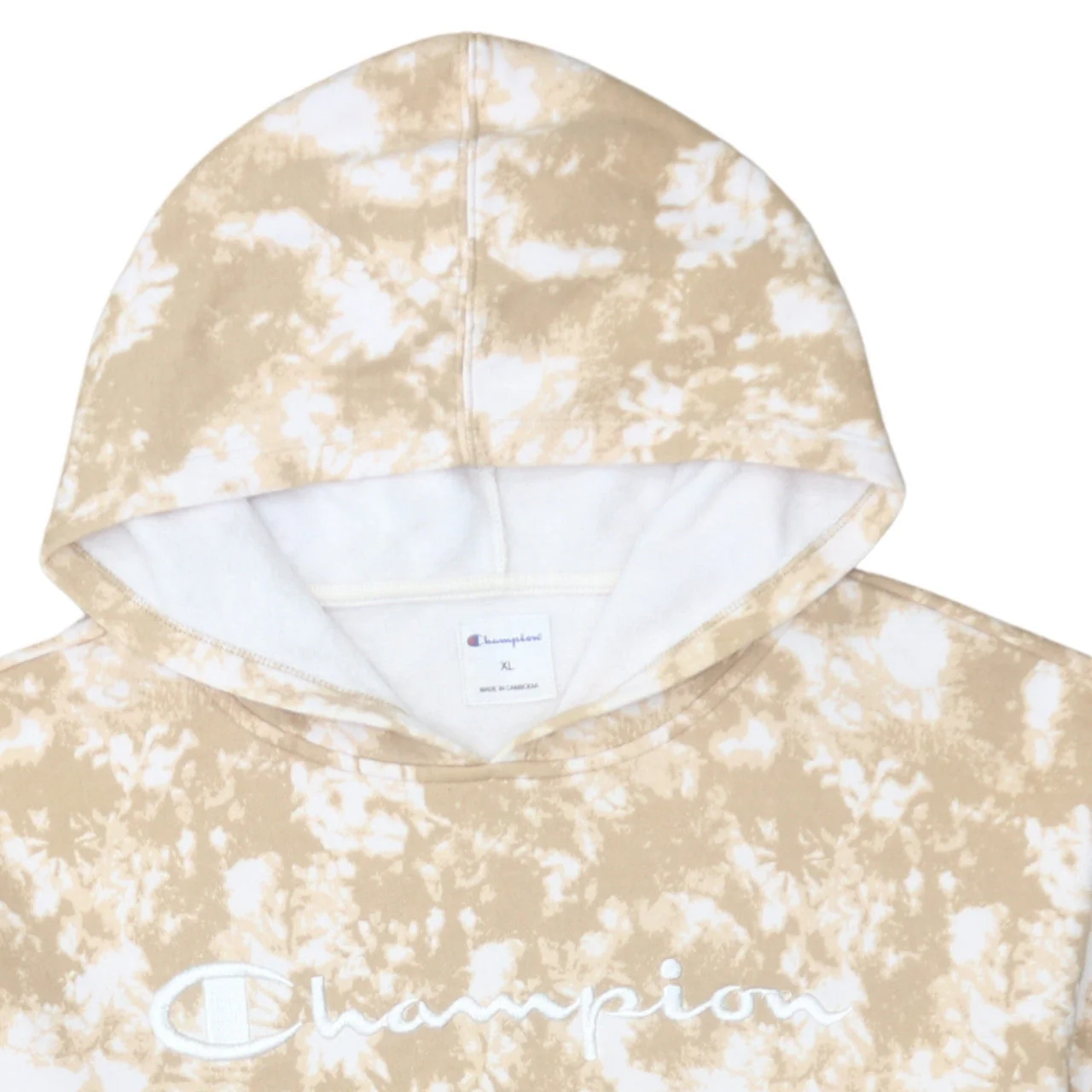 Champion Women's Beige Tie-Dye Pullover Hoodie XL Cotton Blend - Image 8