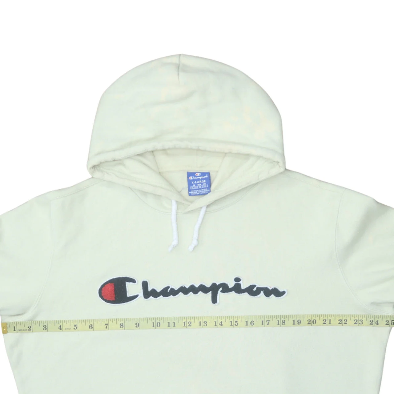 Champion Women's Beige XL Pullover Hoodie 100% Cotton Logo Hooded Sweatshirt - Image 2
