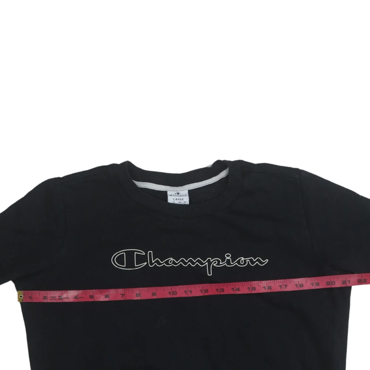 Champion Women's Black Large Pullover Sweatshirt Crew Neck Logo Fleece - Image 3