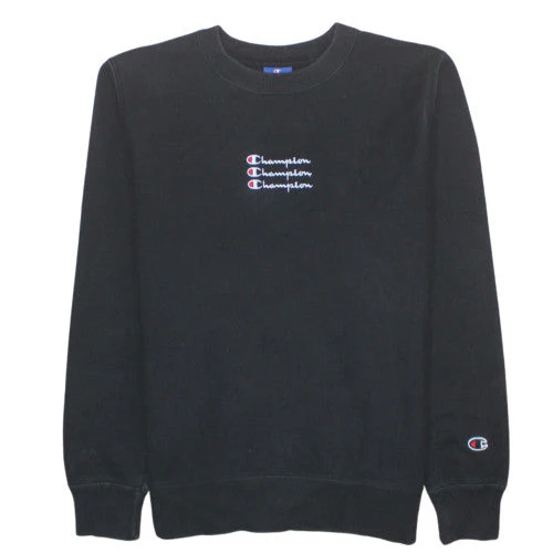 Champion Women's Black Small Pullover Sweatshirt with Logo Embroidery