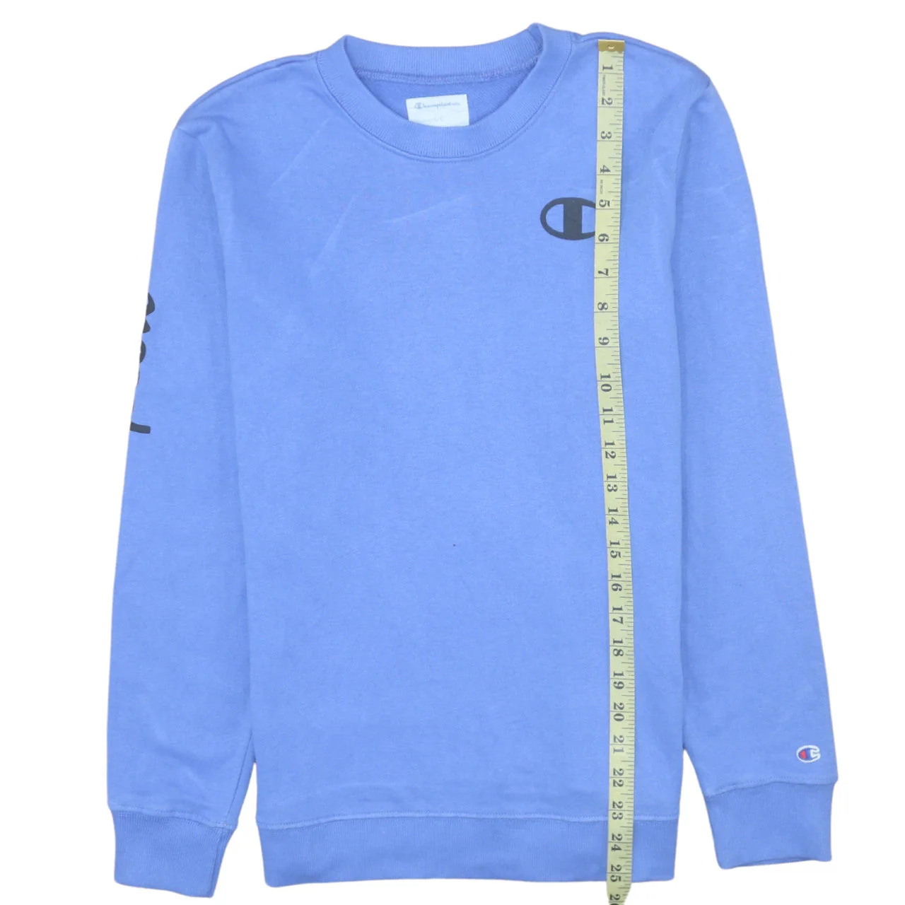 Champion Women's Blue Crew Neck Sweatshirt Size L Logo Print - Image 3