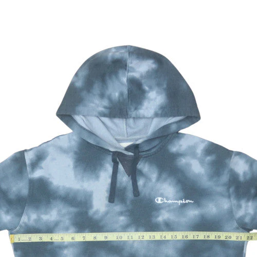 Champion Womens Blue Tie Dye Pullover Hoodie Size L Cotton Blend - Image 2