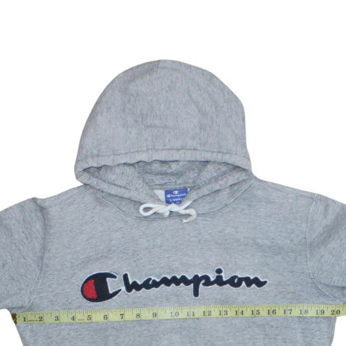 Champion Womens Grey XS Pullover Hoodie 100% Cotton Embroidered Logo - Image 2